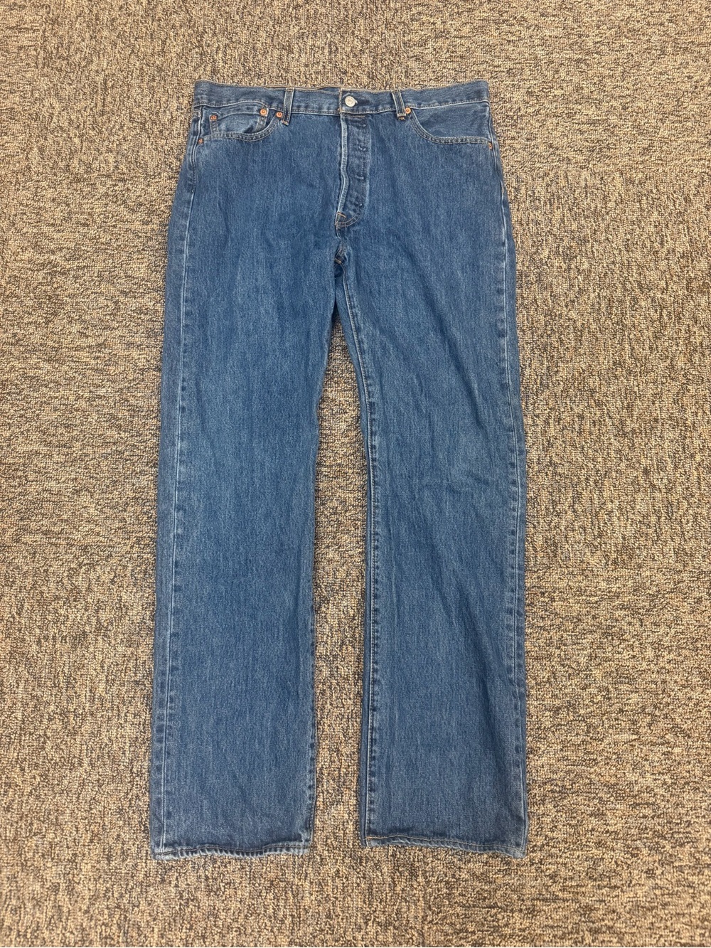 Levi's 501 Button Fly Blue Straight-Leg Men’s Jeans 36X34 Medium Wash - Picture 2 of 11